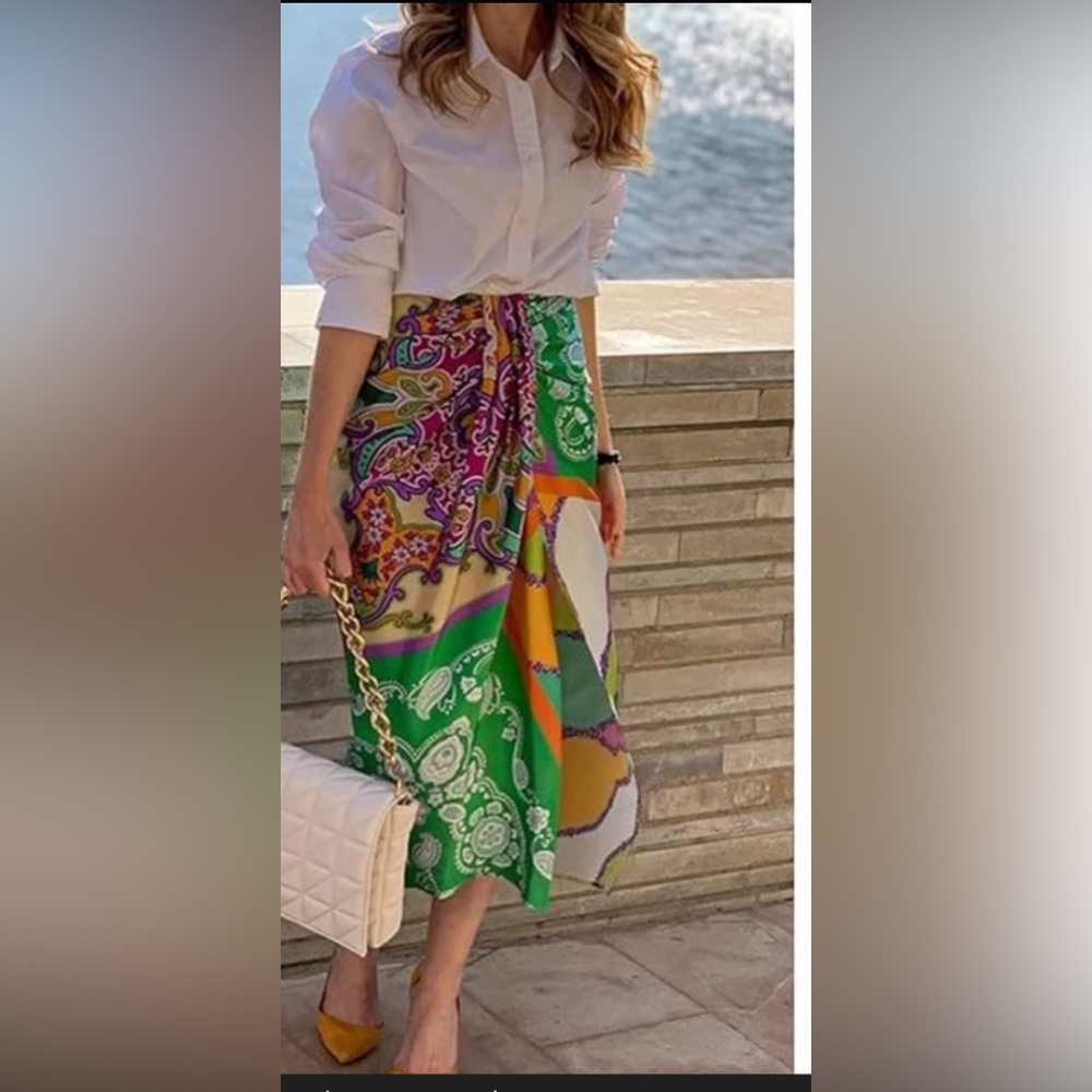 Zara Multicolor Paisley Maxi Skirt